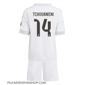 Koszulka piłkarska Real Madrid Aurelien Tchouameni #14 Strój Domowy dla dzieci 2025-26 tanio Krótki Rękaw (+ Krótkie spodenki)
